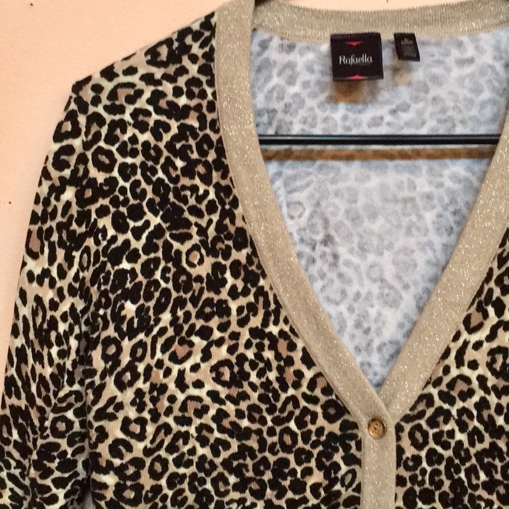 Animal Print & Sparkle Button-Down Sweater